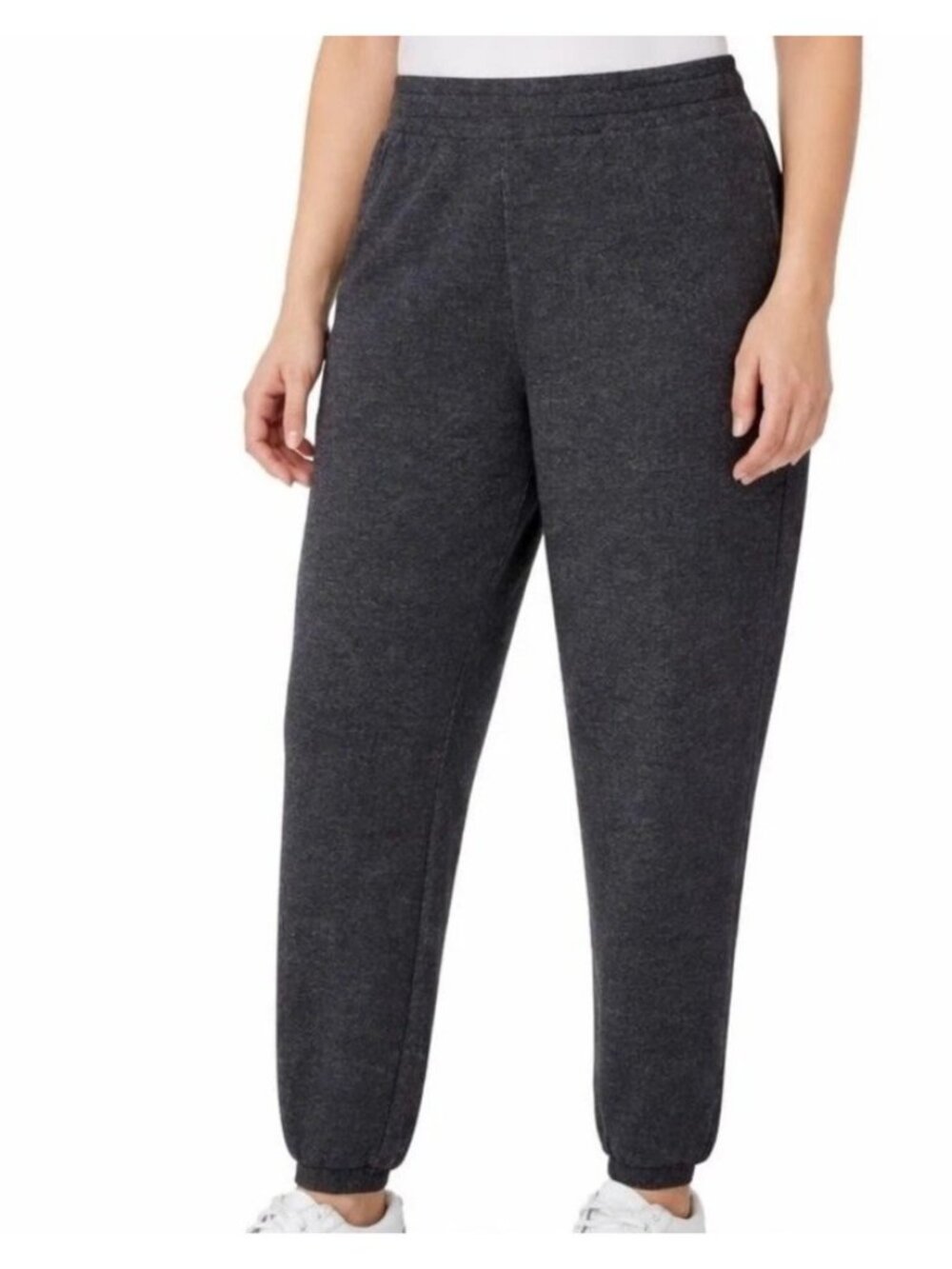 NWT Mondetta Heathered Fleece Lined Joggers Women's L Heather Black Relaxed Fit